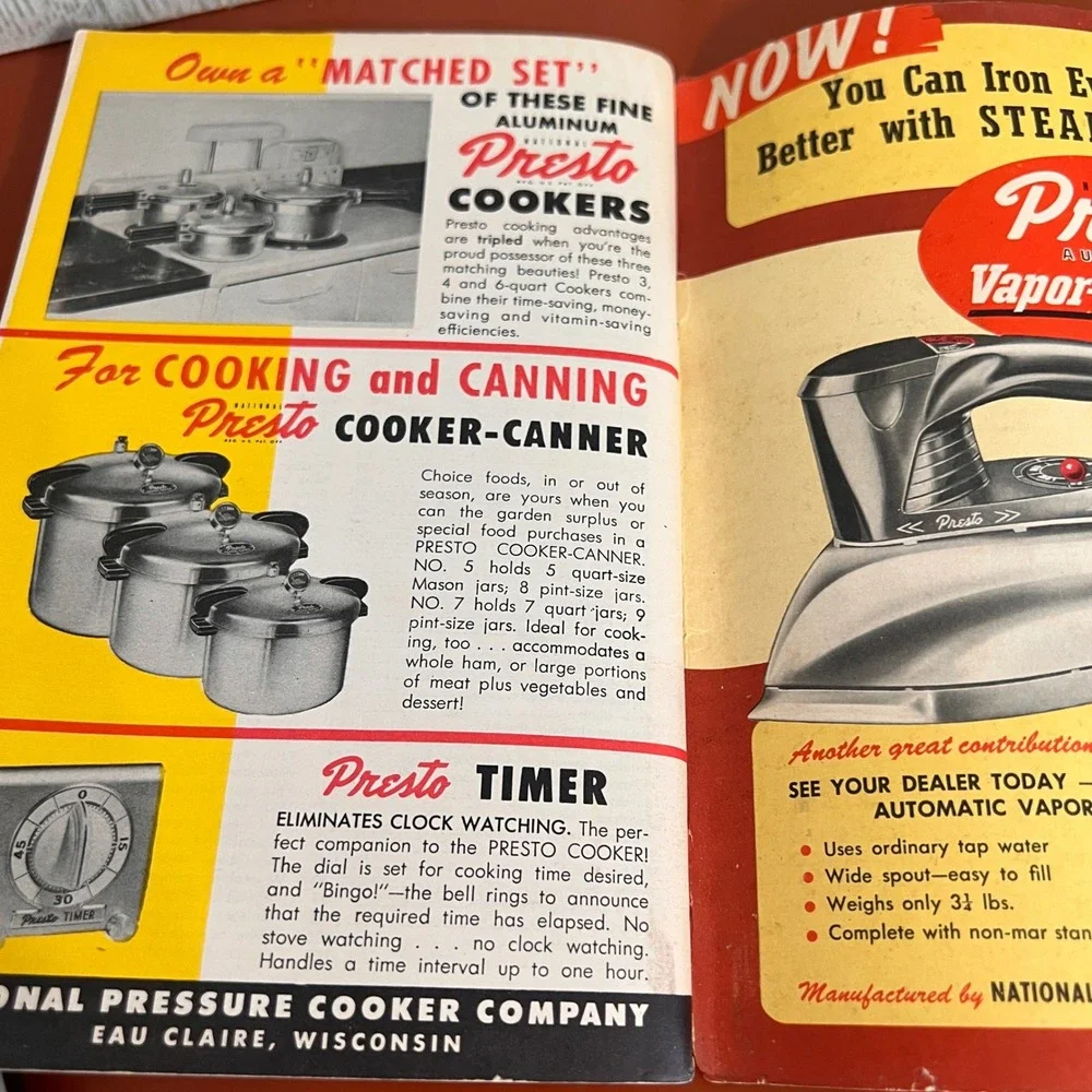 Vintage 1950 Presto Copper Bonded Stainless Steel‎ Cooker Recipe Book Model 304